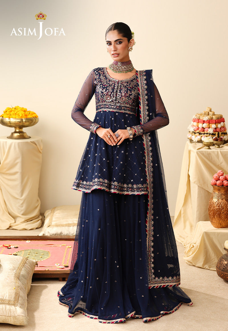 AJULIH-02 Embroidered Poly Net Unstitched 3 Pcs
