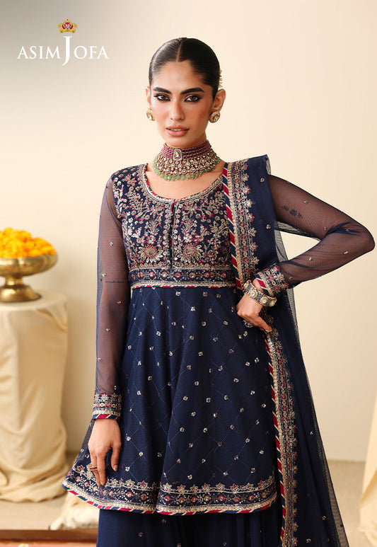 AJULIH-02 Embroidered Poly Net Unstitched 3 Pcs