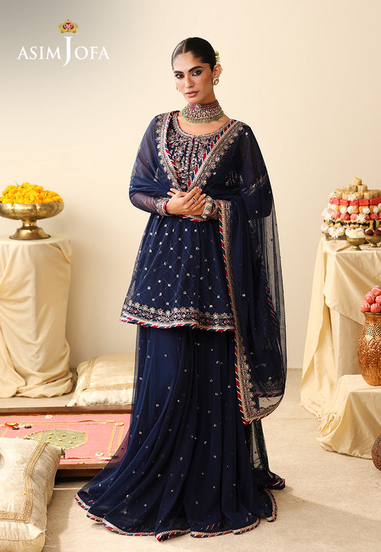 AJULIH-02 Embroidered Poly Net Unstitched 3 Pcs