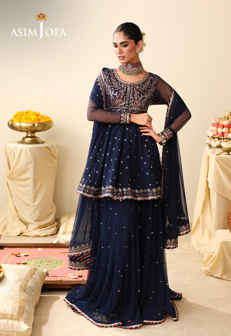AJULIH-02 Embroidered Poly Net Unstitched 3 Pcs
