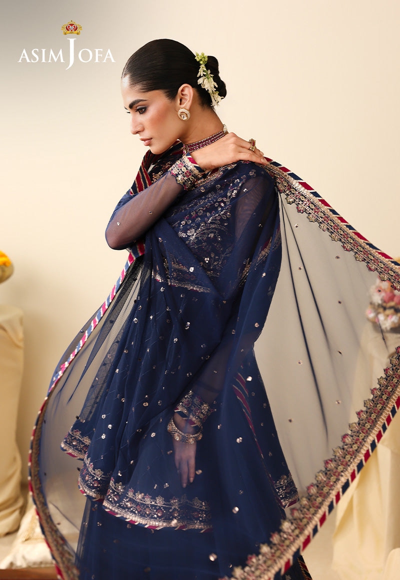 AJULIH-02 Embroidered Poly Net Unstitched 3 Pcs