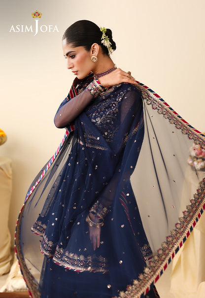 AJULIH-02 Embroidered Poly Net Unstitched 3 Pcs