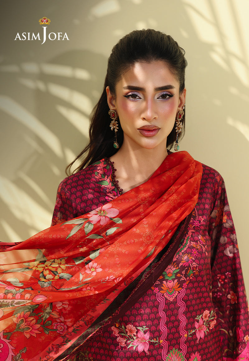 AJUC-02 Printed Katan Silk Unstitched 3 Pcs