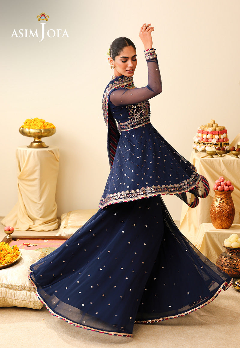 AJULIH-02 Embroidered Poly Net Unstitched 3 Pcs