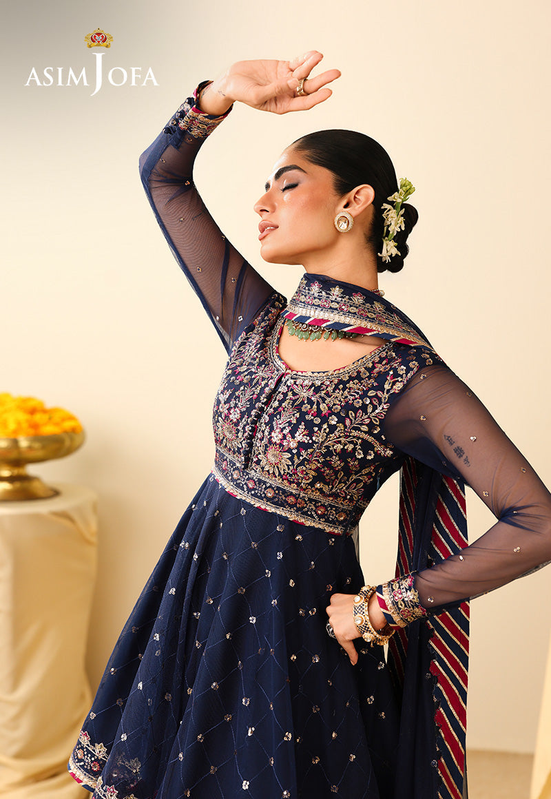 AJULIH-02 Embroidered Poly Net Unstitched 3 Pcs