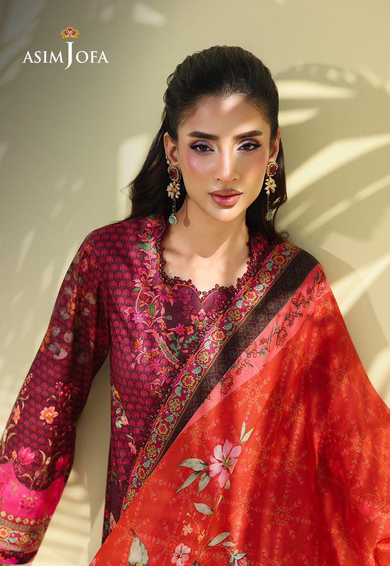 AJUC-02 Printed Katan Silk Unstitched 3 Pcs
