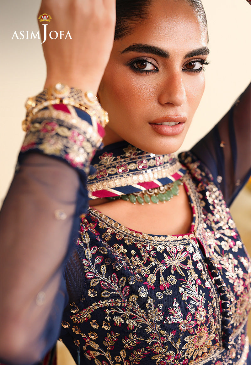 AJULIH-02 Embroidered Poly Net Unstitched 3 Pcs