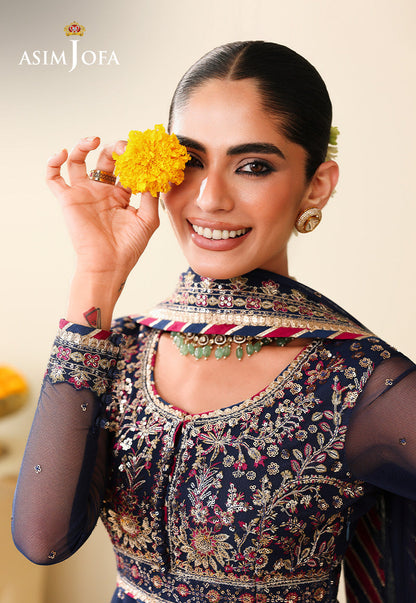 AJULIH-02 Embroidered Poly Net Unstitched 3 Pcs