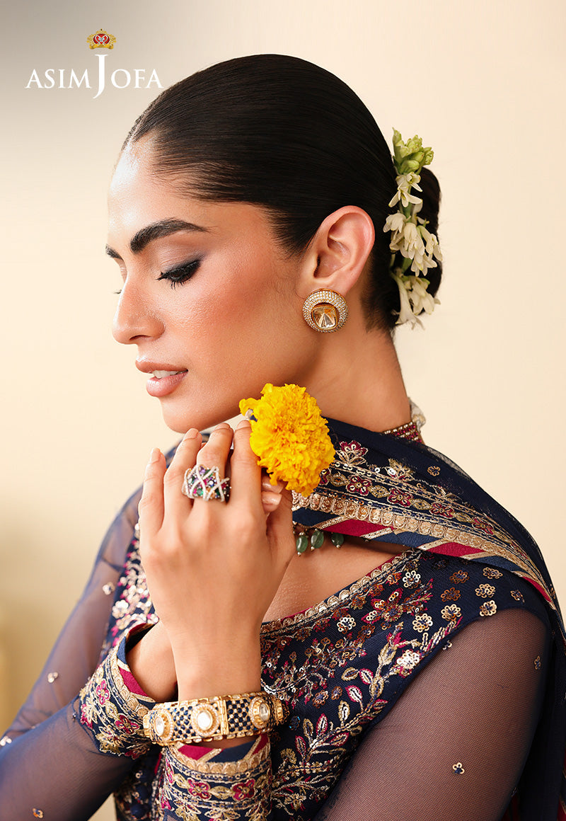 AJULIH-02 Embroidered Poly Net Unstitched 3 Pcs