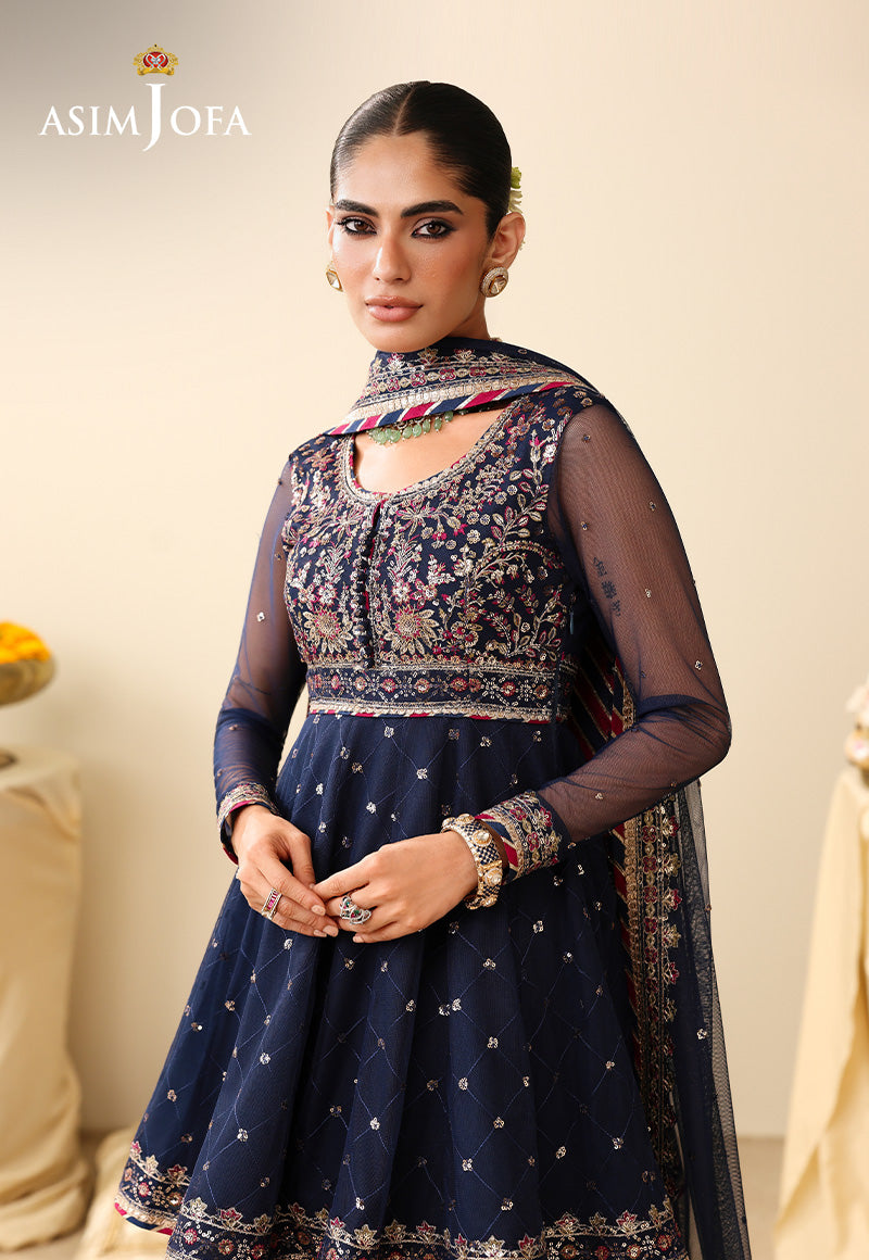 AJULIH-02 Embroidered Poly Net Unstitched 3 Pcs