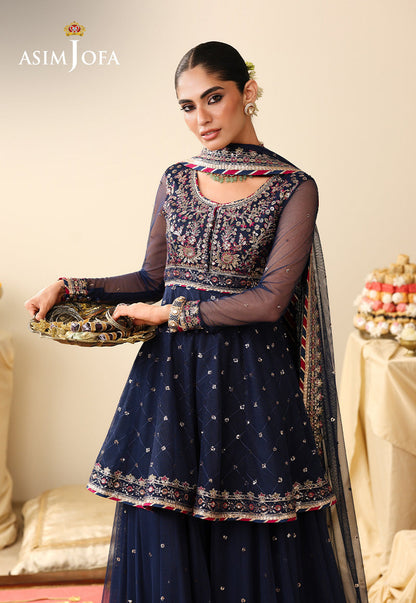 AJULIH-02 Embroidered Poly Net Unstitched 3 Pcs
