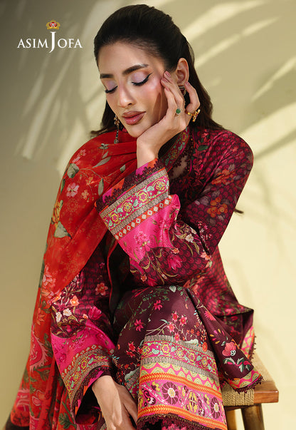 AJUC-02 Printed Katan Silk Unstitched 3 Pcs