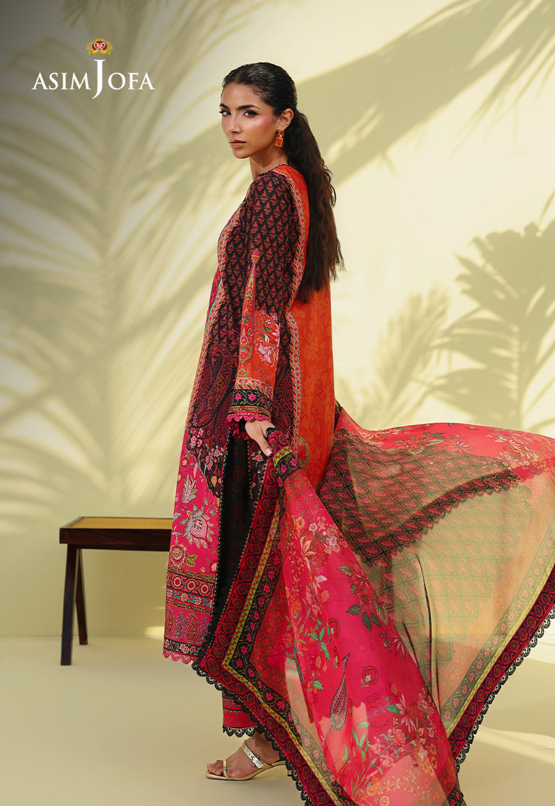 AJUC-08 Printed Crepe Silk Unstitched 3 Pcs