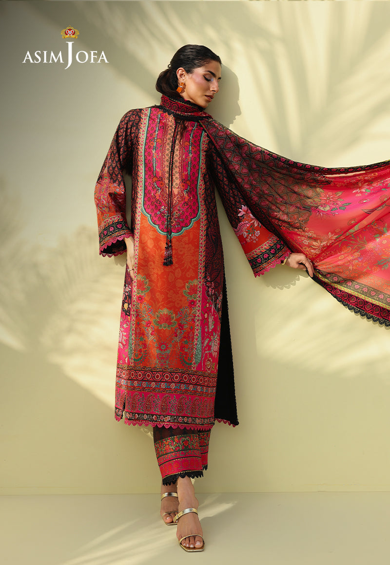 AJUC-08 Printed Crepe Silk Unstitched 3 Pcs