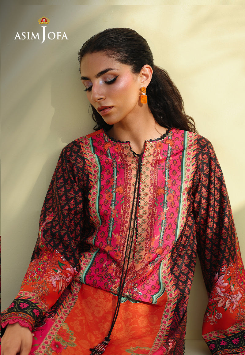 AJUC-08 Printed Crepe Silk Unstitched 3 Pcs
