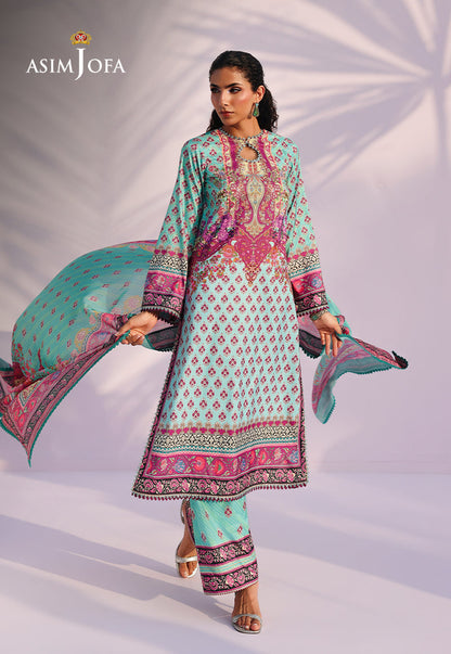 AJUC-04 Printed Katan Silk Unstitched 3 Pcs