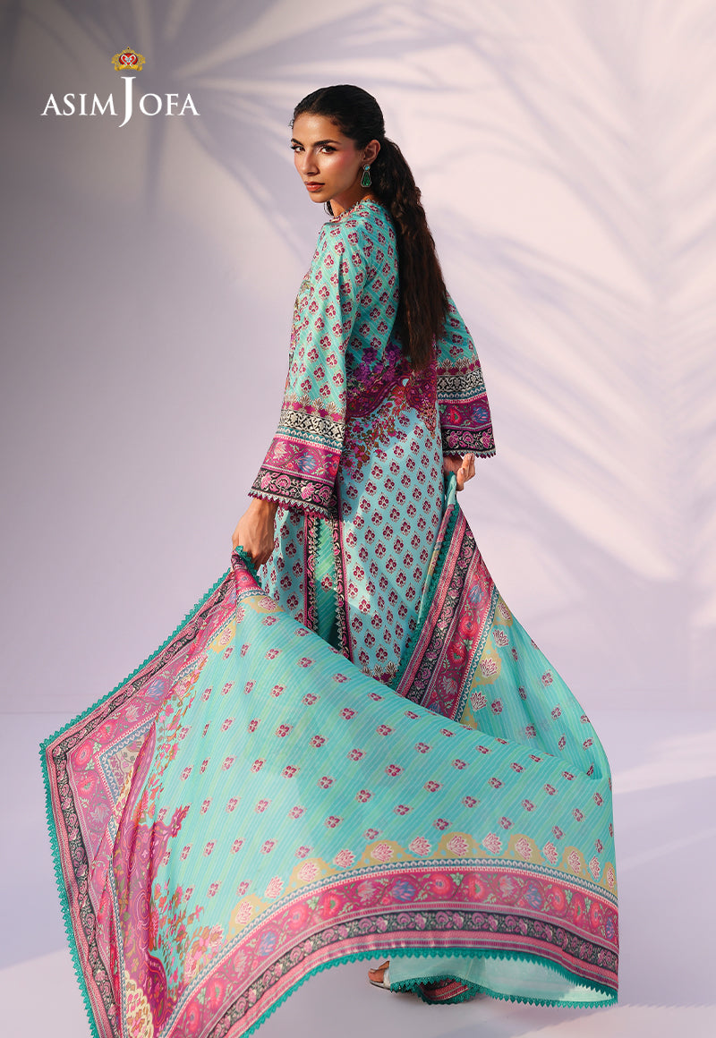 AJUC-04 Printed Katan Silk Unstitched 3 Pcs