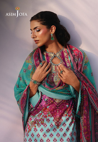 AJUC-04 Printed Katan Silk Unstitched 3 Pcs