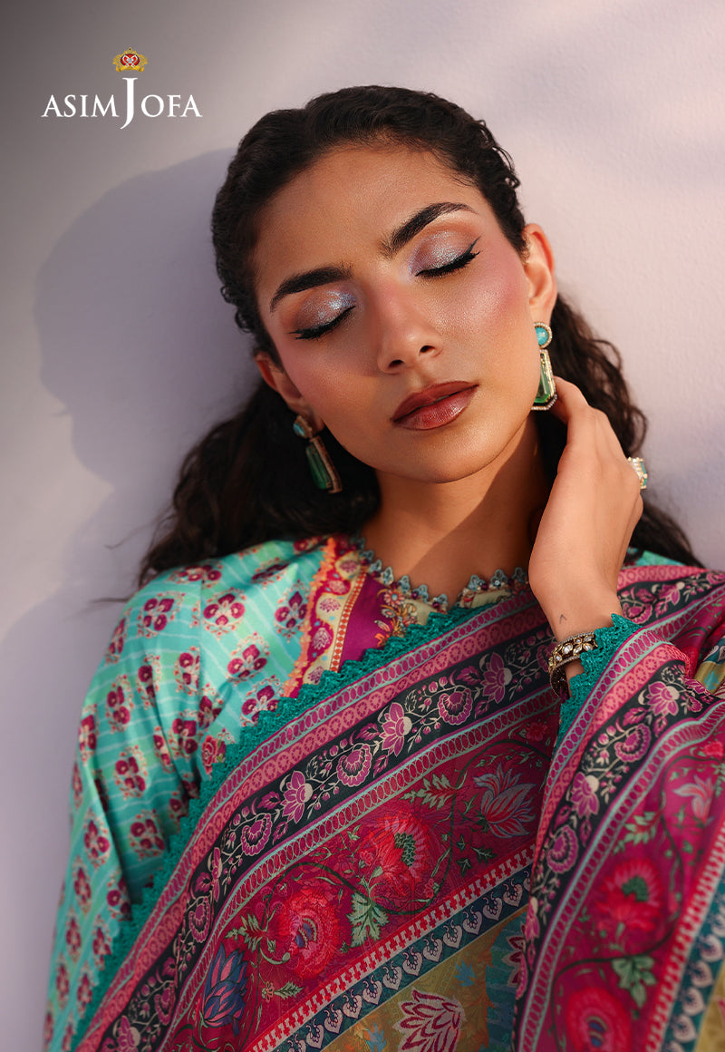 AJUC-04 Printed Katan Silk Unstitched 3 Pcs