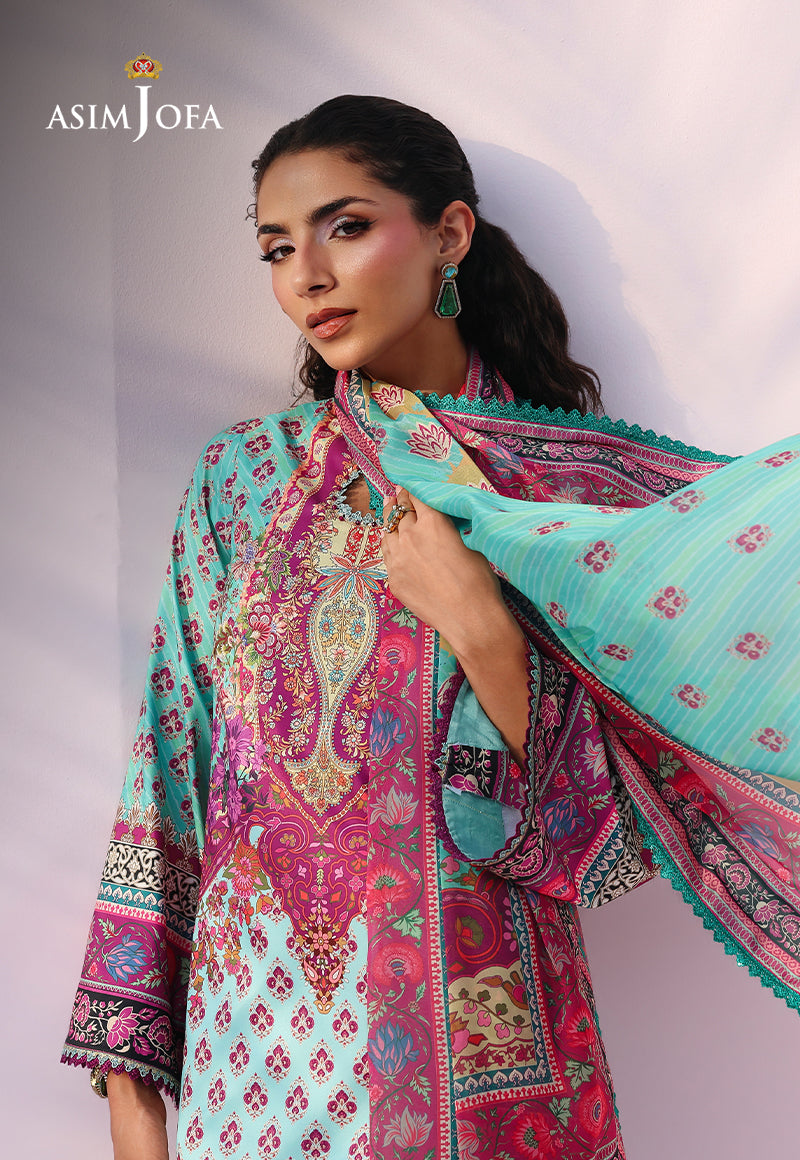 AJUC-04 Printed Katan Silk Unstitched 3 Pcs