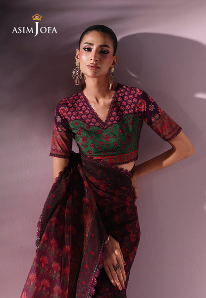 AJUC-10 Printed Organza Unstitched 2 Pcs