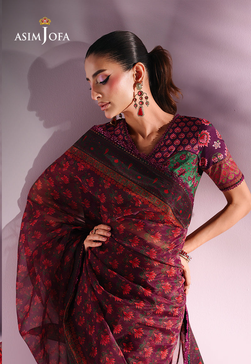 AJUC-10 Printed Organza Unstitched 2 Pcs