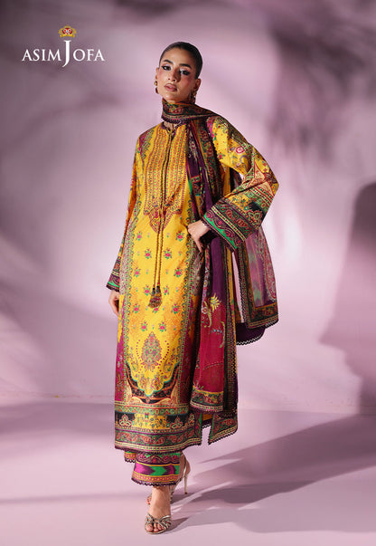 AJUC-03 Printed Katan Silk Unstitched 3 Pcs