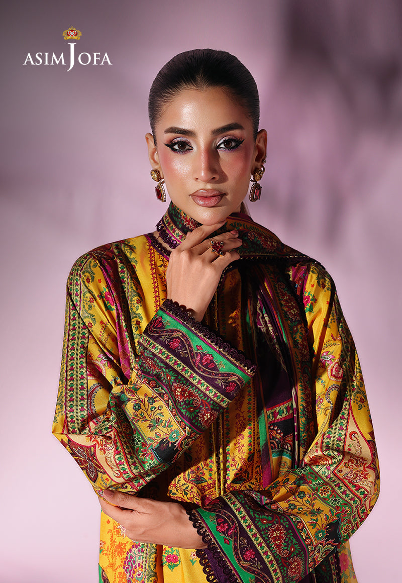 AJUC-03 Printed Katan Silk Unstitched 3 Pcs
