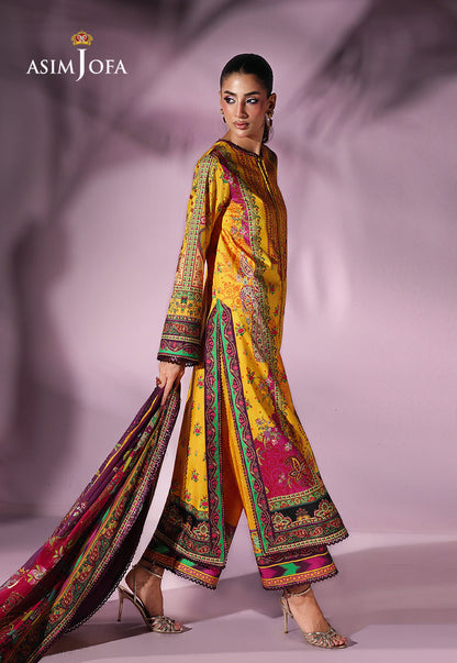 AJUC-03 Printed Katan Silk Unstitched 3 Pcs
