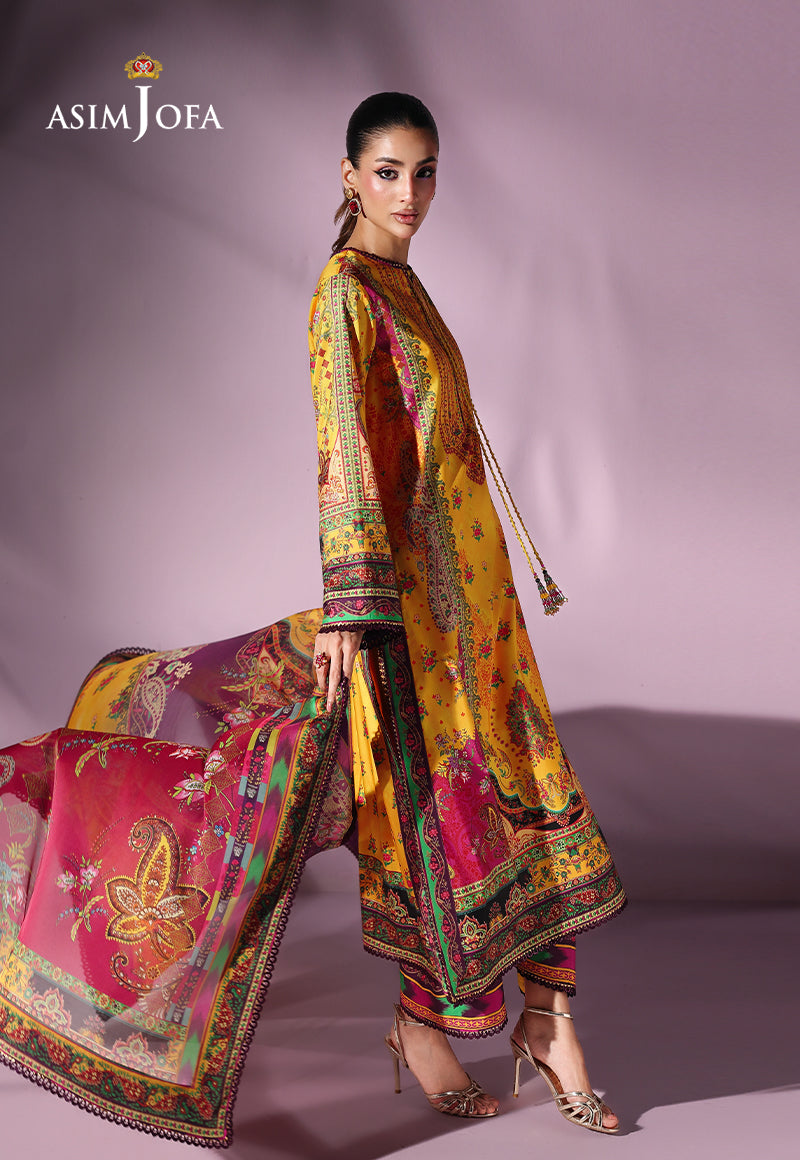 AJUC-03 Printed Katan Silk Unstitched 3 Pcs