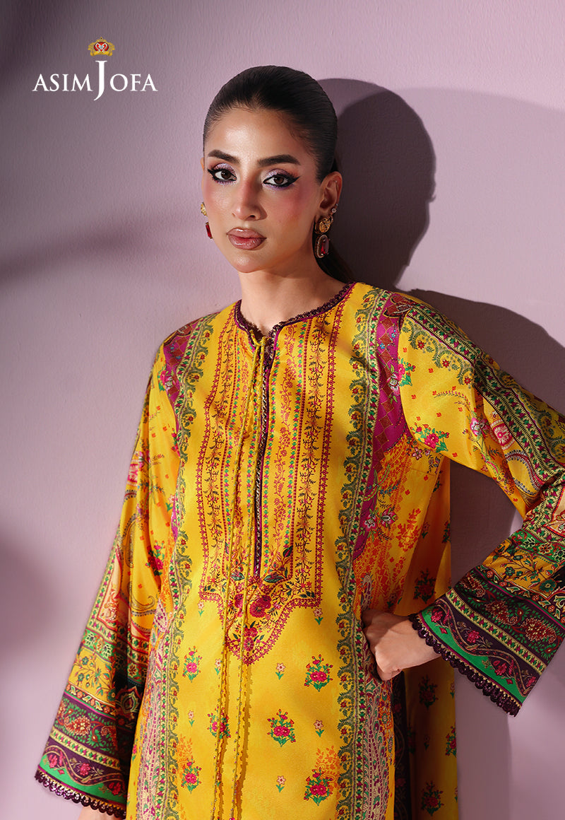 AJUC-03 Printed Katan Silk Unstitched 3 Pcs