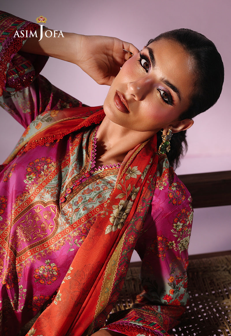 AJUC-01 Printed Katan Silk Unstitched 3 Pcs