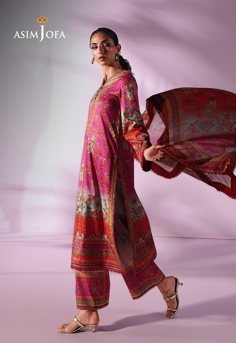 AJUC-01 Printed Katan Silk Unstitched 3 Pcs