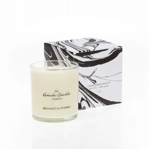 The Karachi Candles Merbamot & Chambeli Candle 7.3oz