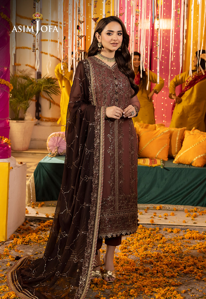 AJDAP-14 EMBROIDERED CHIFFON STITCHED 3 PCS