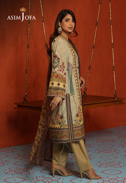 AJTM-16 - 3 PCS EMBROIDERED SWISS LAWN 3 PCS