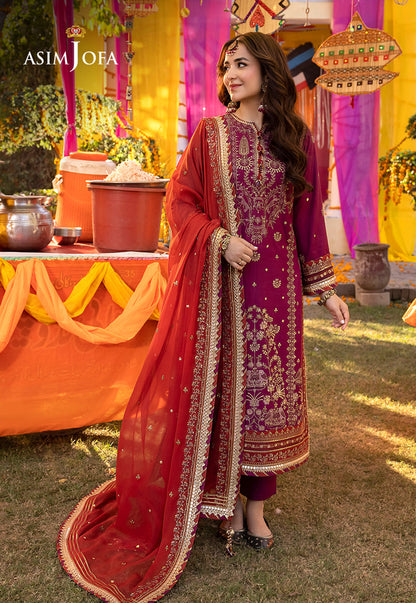 AJDA-27 EMBROIDERED LAWN SILK 3 PCS