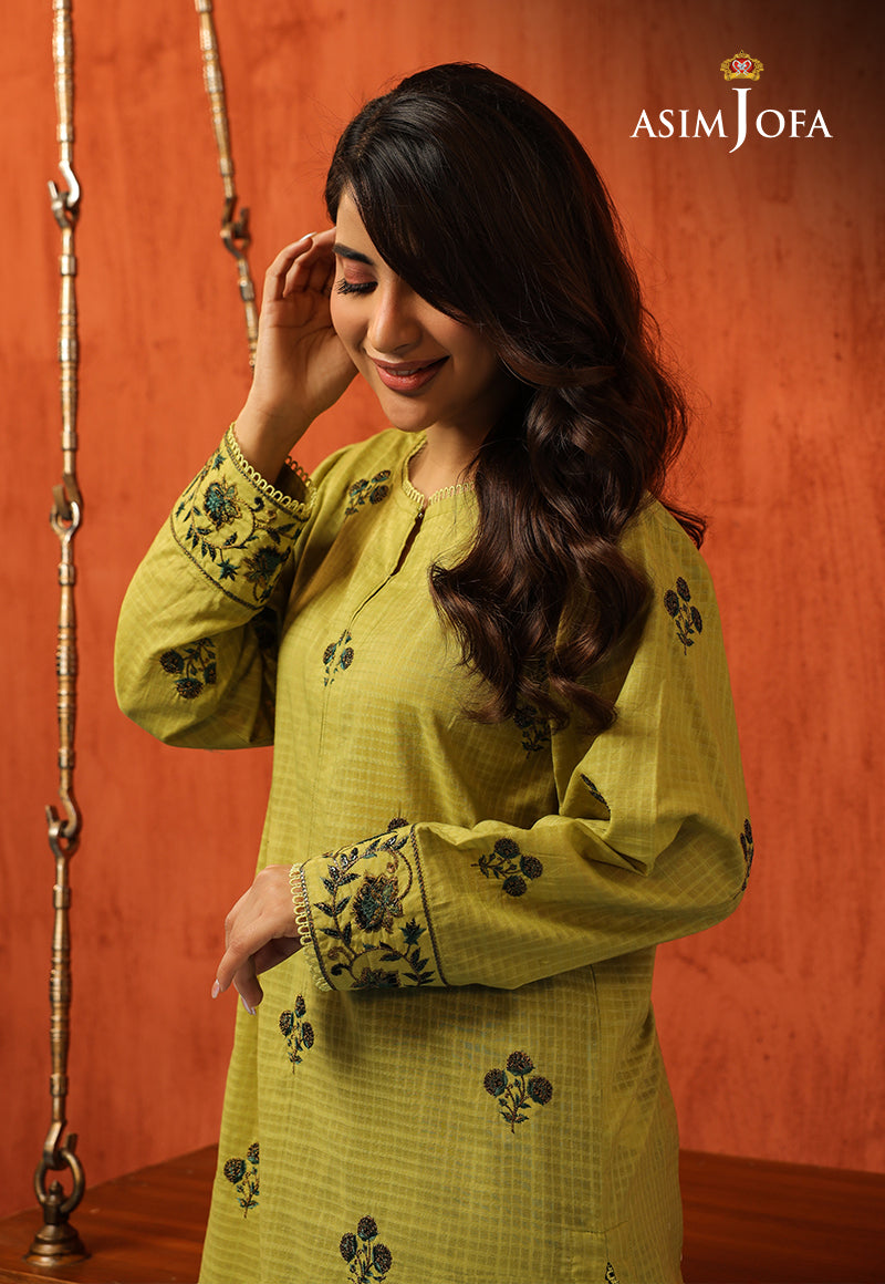 AJTM-07 - 2 PCS EMBROIDERED SELF JACQUARD 2 PCS