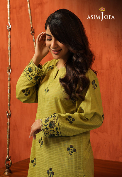 AJTM-07 - 2 PCS EMBROIDERED SELF JACQUARD 2 PCS