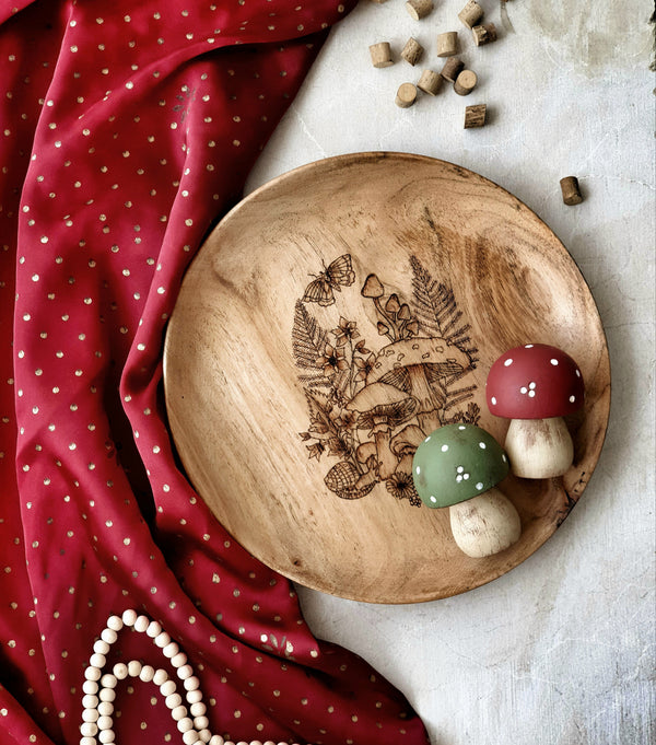 Wood Burned Mushroom Platter
