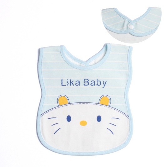 Baby Boy Fancy Bib Blue Cat Face