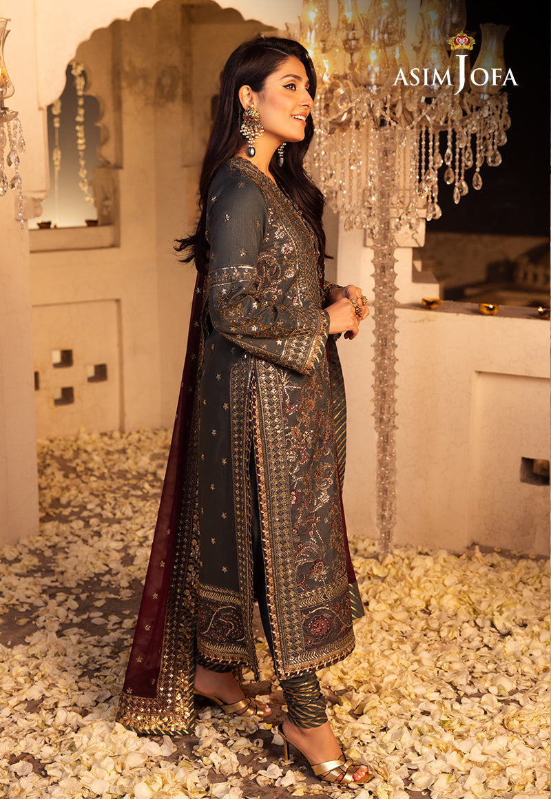 AJSH-07 EMBROIDERED RAW SILK 3 PCS