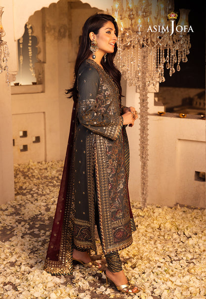 AJSH-07 EMBROIDERED RAW SILK 3 PCS