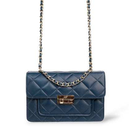 Flora Quilted Crossbody Leather Bag- tanbrown
