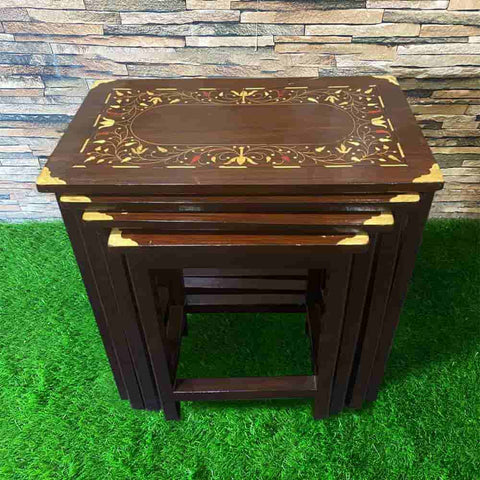 Floral Wooden Style Nesting Table 20