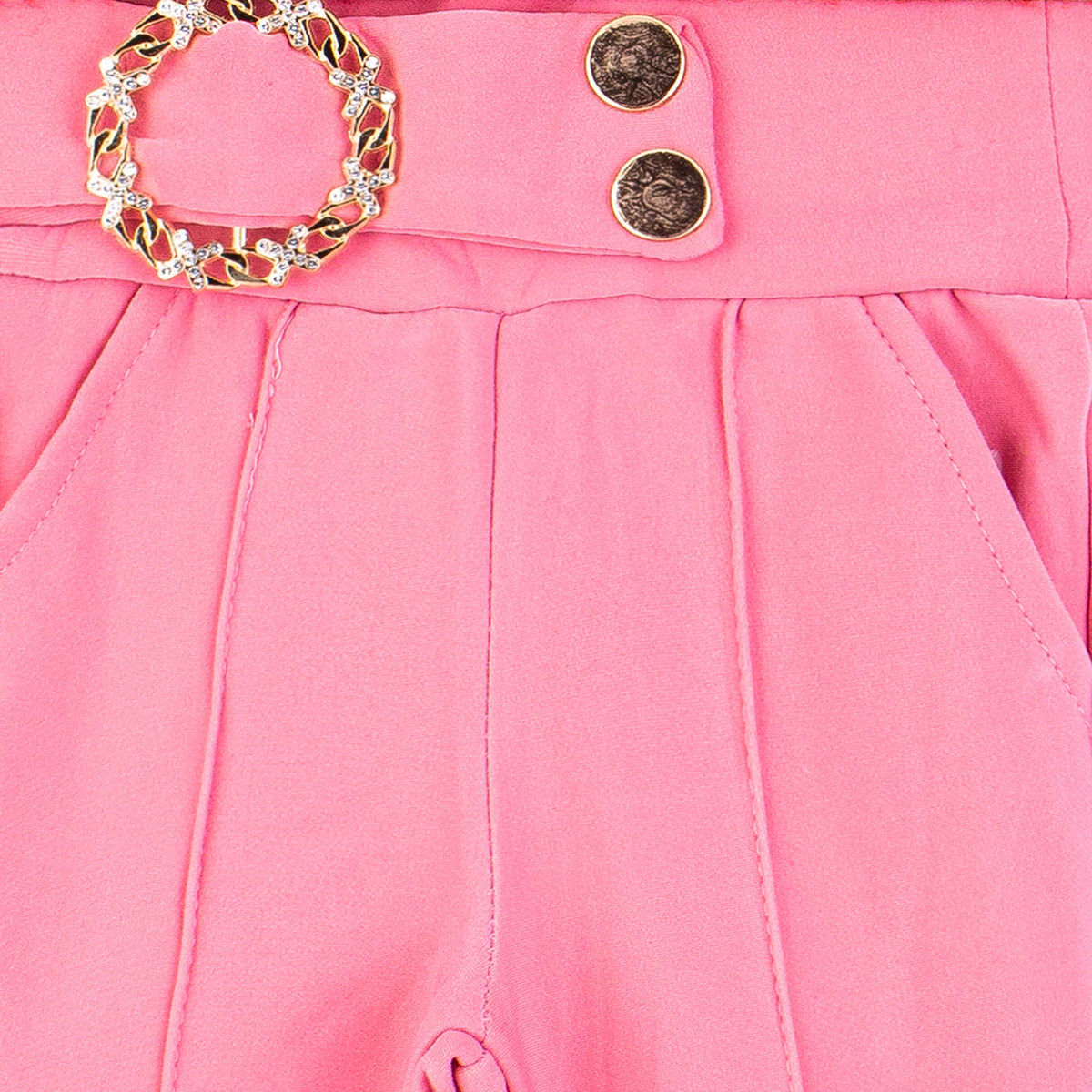 Baby Girl Double Button Rose Pink Fancy Clip Bell Bottom