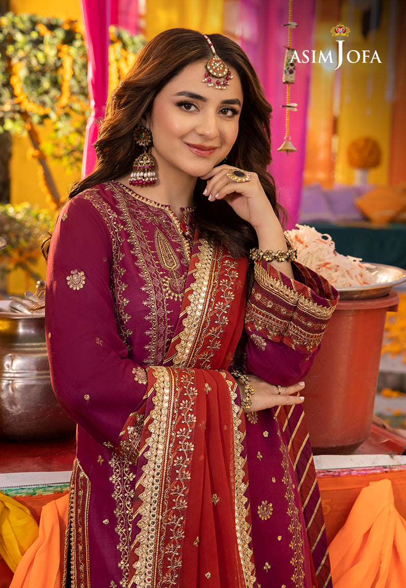 AJDA-27 EMBROIDERED LAWN SILK 3 PCS