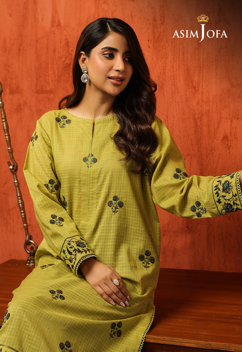 AJTM-07 - 2 PCS EMBROIDERED SELF JACQUARD 2 PCS