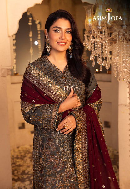 AJSH-07 EMBROIDERED RAW SILK 3 PCS