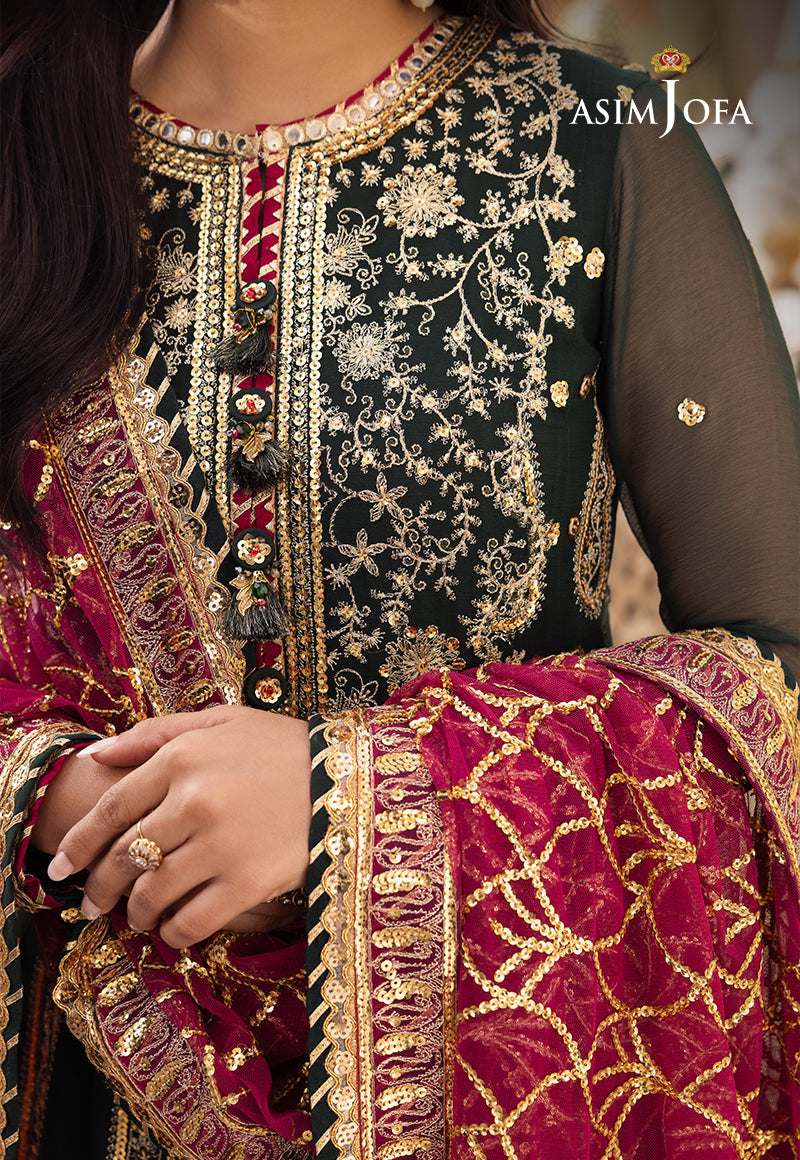 AJSHP-11 EMBROIDERED RAW SILK STITCHED 3 PCS